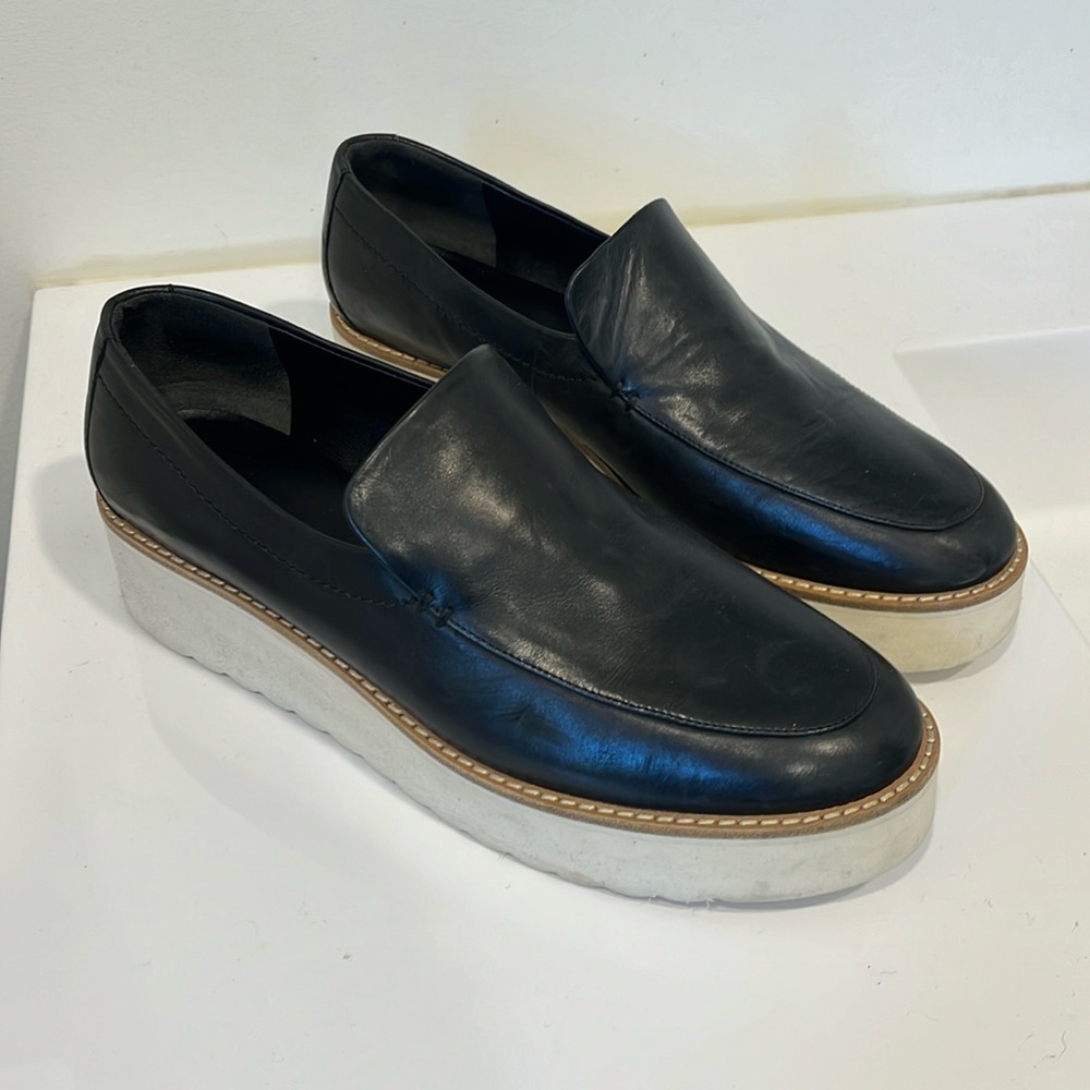 Vince black leather loafers